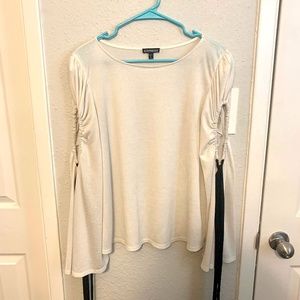 Express White Blouse with Sleeve Cut-Outs